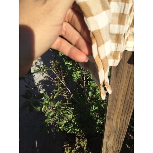 Matilda Jane Womens Peasant Top Size XS Plaid Tan Gingham Fall Preppy Blouse - Picture 5 of 13